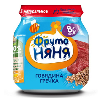 Пюре ФРУТОНЯНЯ из говядины с гречкой с 8мес 100гр с/б