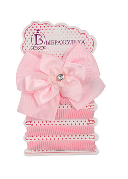 Набор д/волос "Малютка" (4 резинки, 1 зажим) цветок розовый 4331831