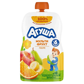 Пюре АГУША Мультифрукт с 6мес 90г д/п