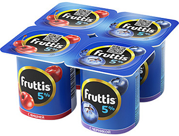 Йогуртовый продукт без ЗМЖ FRUTTIS сл лакомство 5% вишня/черника 115г