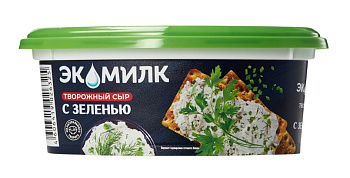 Сыр творожный ЭКОМИЛК с зеленью 60% 120 г без ЗМЖ