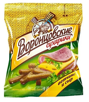 Сухарики ВОРОНЦОВСКИЕ со вкусом Ветчины и сыра 40г