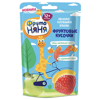 Фруктовые кусочки ФРУТОНЯНЯ из яблок, клубники и бананов 15г