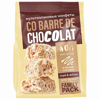 Конфеты мультизлаковые Co barre de CHOCOLAT с белой конд глазурью 135г