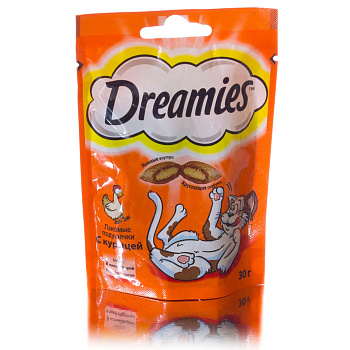 Корм DREAMIES лакомые подушечки Курица 30г