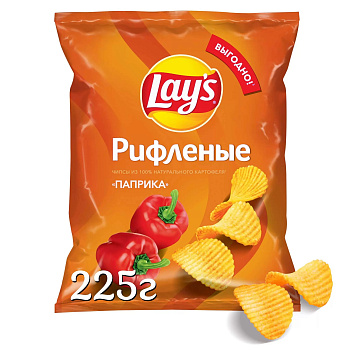 Чипсы LAYS 225г рифленые паприка