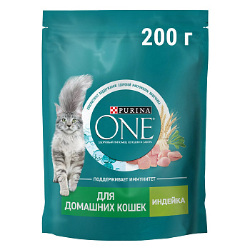 Корм ONE Indoor д/домашних кошек индейка 200г