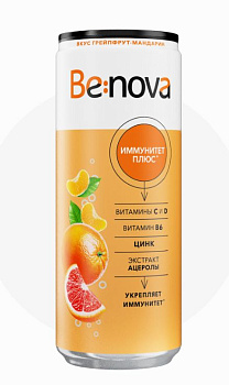 Напиток BE:NOVA Иммунити Плюс Грейпфрут-Мандарин с/газ 0,33л ж/б