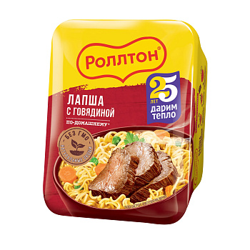 Лапша б/п РОЛЛТОН По-домашнему говядина 90г лоток