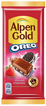 Шоколад ALPEN GOLD нежная  клубника и кусочки oreo  85г