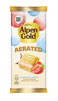 Шоколад белый пористый ALPEN GOLD с клубнично-кокосовой начинкой 75г