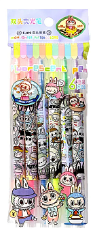 Текстовыделители 6цв MAZARI Зубастик 2-х сторонние M-4615