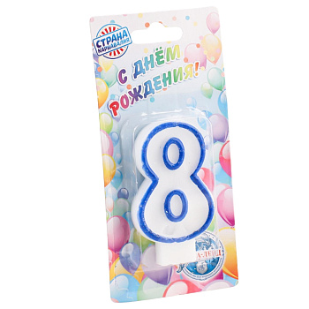 Свеча для торта  цифра 8 МИКС арт403518
