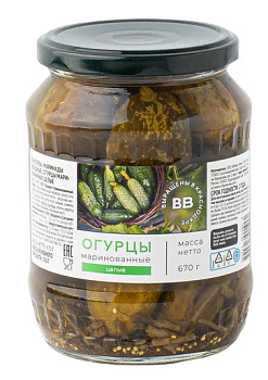 Огурцы ВкусВилл маринованные целые 680г
