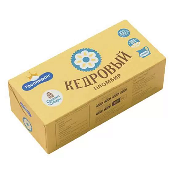 Мороженое ГРОСПИРОН Натур Пломбир ваниль с кедр орехом 240г без ЗМЖ