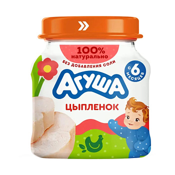 Пюре АГУША цыпленок с 6мес 80г с/б
