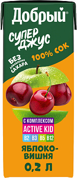 Сок ДОБРЫЙ яблоко/вишня 0,2л т/п