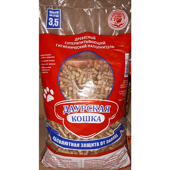 Наполнитель д/кошачьего туалета Даурская кошка "Кот Манул" древесный 3,5 л пакет
