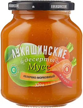 Мусс Лукашинские яблочно-морковный 370г с/б