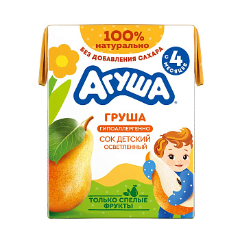 Сок АГУША груша осветленный с 4мес 0,2л т/п 