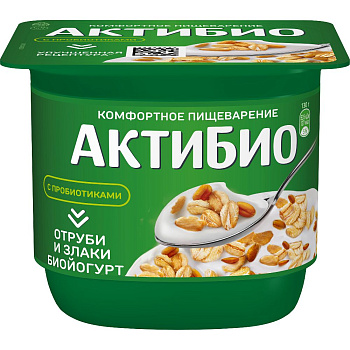 Биойогурт АктиБио отруби-злаки  2,9% 130г без ЗМЖ