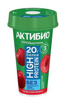 Напиток кисломочный АКТИБИО высокобелковый безлактозный со вкусом белого персика 1,5% 190г