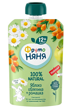 Пюре ФРУТОНЯНЯ яблоко и облепиха + ромашка с 12мес 90г д/п