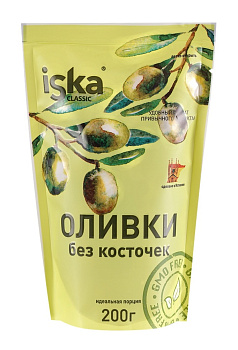 Оливки ISKA зеленые б/к 200мл дойпак