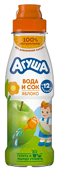 Вода и сок АГУША Яблоко с 12мес 0,3л п/б