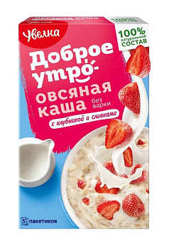 Каша б/п УВЕЛКА Сию-Минутка овсяная с клубникой 200г (40г*5)