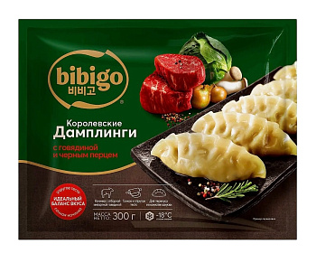 Дамплинги БИБИГО королевские с говядиной и черным перцем 300г