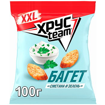 Сухарики Хрустим Багет Сметана зелень 100г