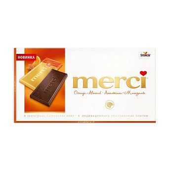 Шоколад MERCI горький  апельсин- миндаль 100г