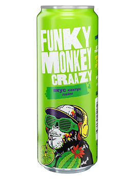 Напиток газированный Funky monkey craazy вкус кактус лайм 0,45л ж/б