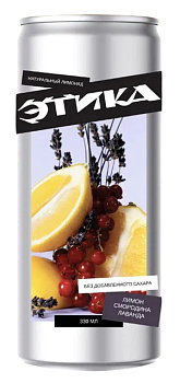 Натуральный лимонад Этика среднегаз лимон,смородина,лаванда без сахара 0,33л ж/б