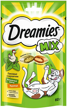 Корм DREAMIES MIX д/взр кошек мята и курица 60г 
