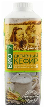 Био Активный Кефир с наполнителем "5 злаков" 1% 500г т/топ