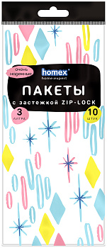 Пакеты с застежкой Zip-Lock HOMEX Очень Надежные 3л 10штук