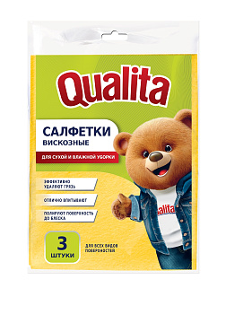 Салфетки QUALITA вискозная 3шт