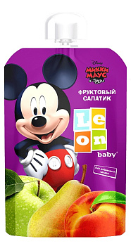 Пюре Leon baby Disney Микки Маус и Друзья Фруктовый салатик с 5мес 90г д/п