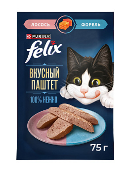 Корм FELIX Вкусный паштет д/кошек лосось/форель 75г